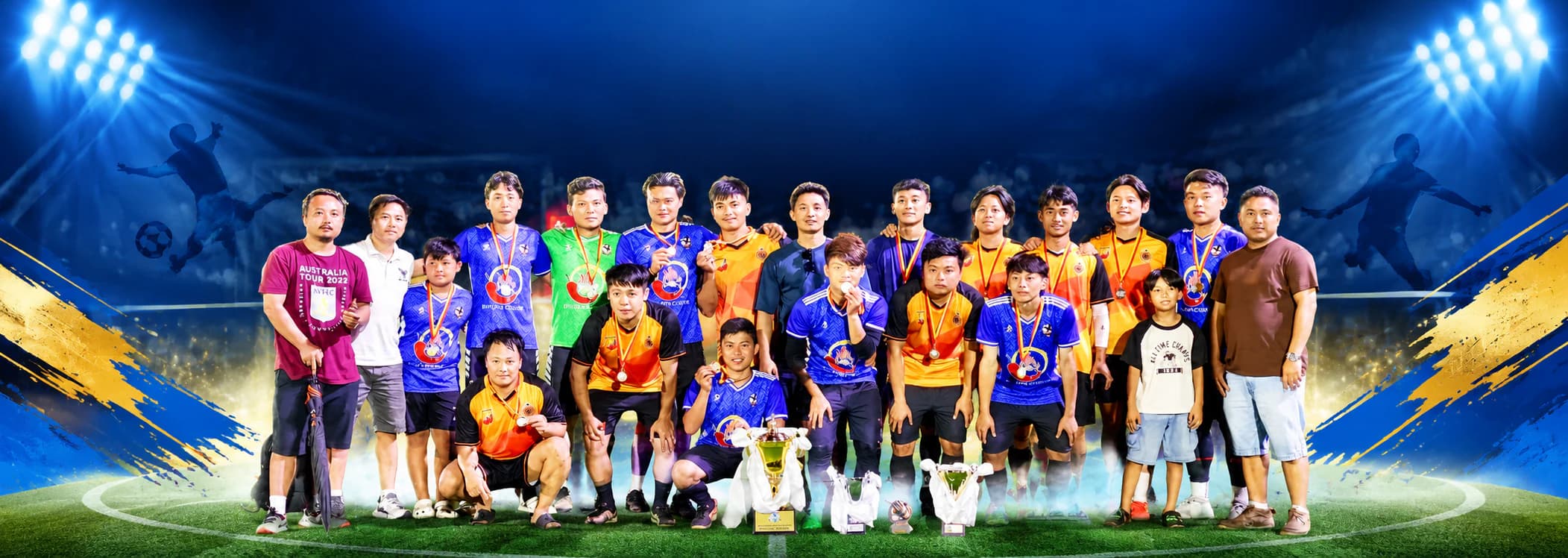 Kharchu Futsal championship winners with trophies
